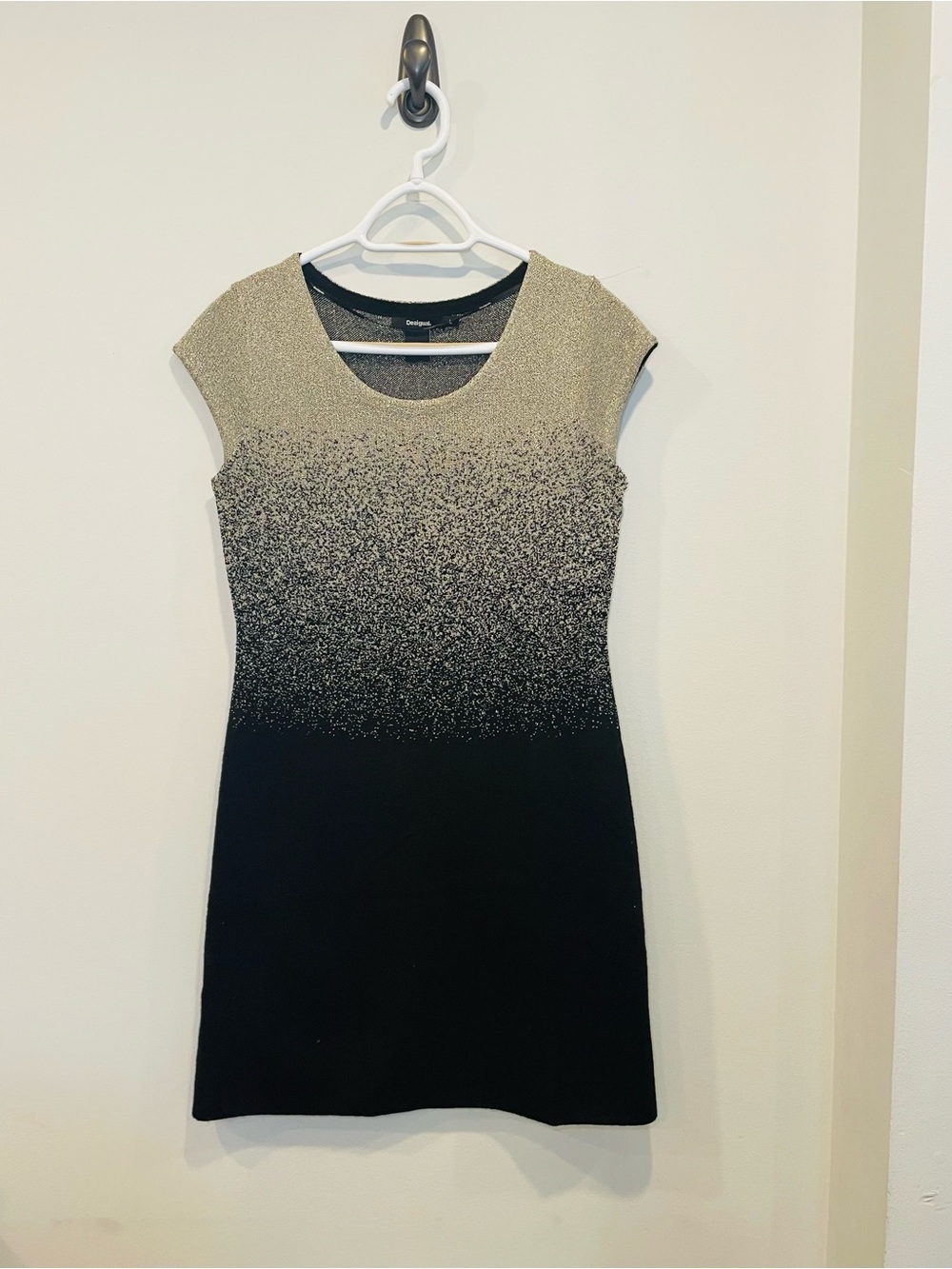 Desigual Gold-to-Black Ombre Cap-Sleeve Mini Dress - Picture 2 of 6